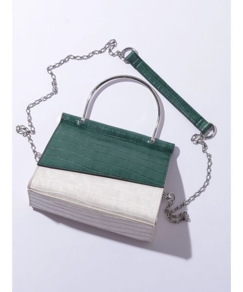 MURUA（ムルーア）の「アシメフラップメタルバッグ（ハンドバッグ・レディース・グリーン/ブラウン・FREE）」の8枚目の写真