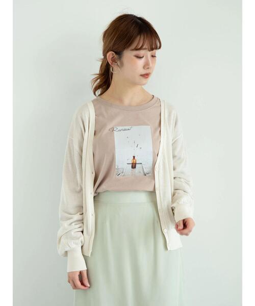 earth music&ecology(アースミュージックアンドエコロジー)の「シアーVネックカーディガン *(カーディガン/ボレロ・レディース・ブラウン/ピンク/オフホワイト/ミント/グレイッシュベージュ/ブラック・FREE)」の7枚目の写真