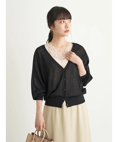 earth music&ecology(アースミュージックアンドエコロジー)の「シアーVネックカーディガン *(カーディガン/ボレロ・レディース・ブラウン/ピンク/オフホワイト/ミント/グレイッシュベージュ/ブラック・FREE)」の13枚目の写真