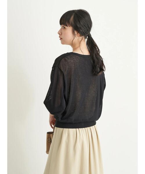 earth music&ecology(アースミュージックアンドエコロジー)の「シアーVネックカーディガン *(カーディガン/ボレロ・レディース・ブラウン/ピンク/オフホワイト/ミント/グレイッシュベージュ/ブラック・FREE)」の16枚目の写真