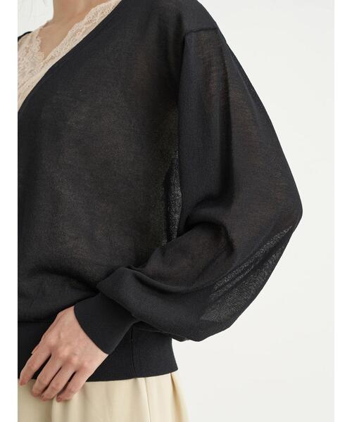 earth music&ecology(アースミュージックアンドエコロジー)の「シアーVネックカーディガン *(カーディガン/ボレロ・レディース・ブラウン/ピンク/オフホワイト/ミント/グレイッシュベージュ/ブラック・FREE)」の18枚目の写真