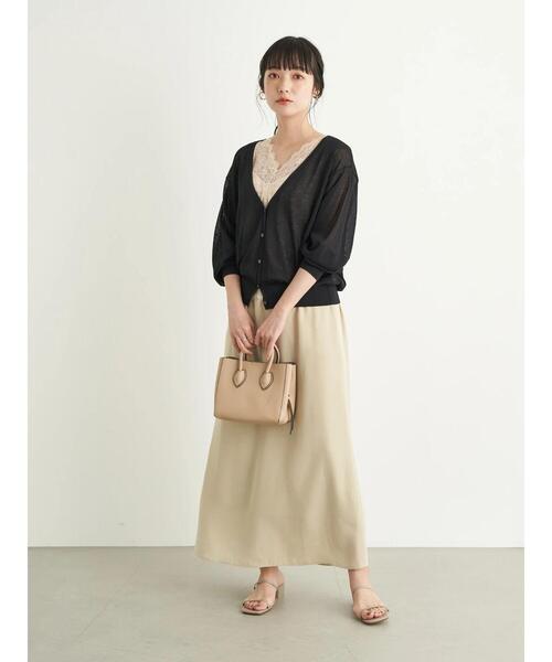 earth music&ecology(アースミュージックアンドエコロジー)の「シアーVネックカーディガン *(カーディガン/ボレロ・レディース・ブラウン/ピンク/オフホワイト/ミント/グレイッシュベージュ/ブラック・FREE)」の20枚目の写真