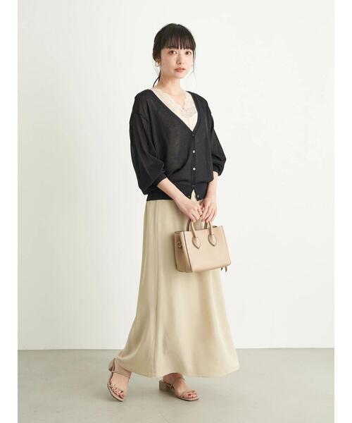 earth music&ecology(アースミュージックアンドエコロジー)の「シアーVネックカーディガン *(カーディガン/ボレロ・レディース・ブラウン/ピンク/オフホワイト/ミント/グレイッシュベージュ/ブラック・FREE)」の21枚目の写真