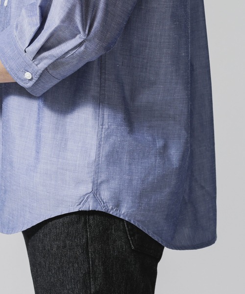 NANO universe（ナノユニバース）の「FLOW LINEN SORONA レギュラーシャツ 7分袖（シャツ/ブラウス・メンズ・ブラック/サックスブルー/ホワイト・M/L/S/XL）」の7枚目の写真