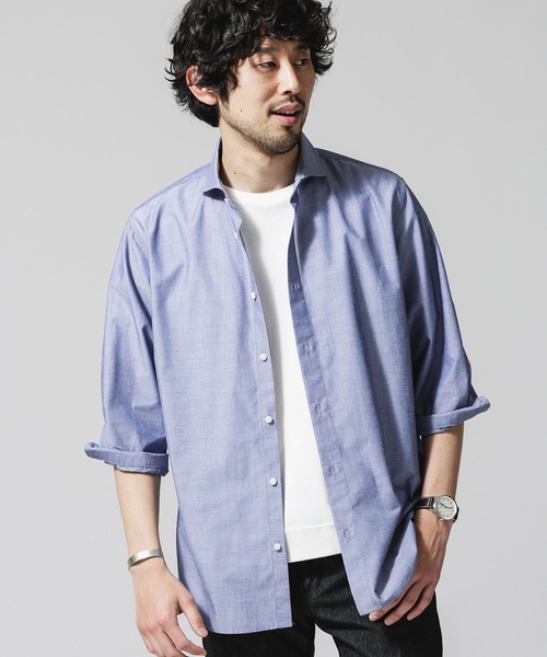 NANO universe（ナノユニバース）の「FLOW LINEN SORONA レギュラーシャツ 7分袖（シャツ/ブラウス・メンズ・ブラック/サックスブルー/ホワイト・M/L/S/XL）」の11枚目の写真