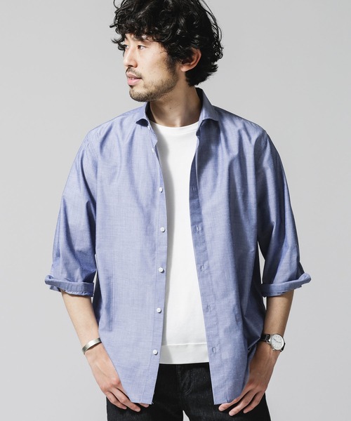 NANO universe（ナノユニバース）の「FLOW LINEN SORONA レギュラーシャツ 7分袖（シャツ/ブラウス・メンズ・ブラック/サックスブルー/ホワイト・M/L/S/XL）」の12枚目の写真