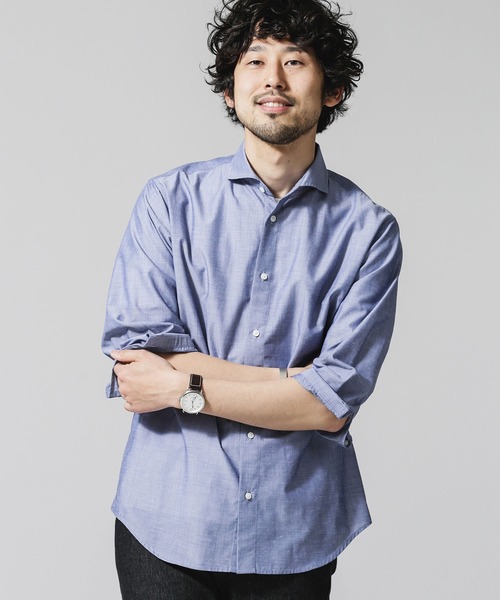 NANO universe（ナノユニバース）の「FLOW LINEN SORONA レギュラーシャツ 7分袖（シャツ/ブラウス・メンズ・ブラック/サックスブルー/ホワイト・M/L/S/XL）」の13枚目の写真