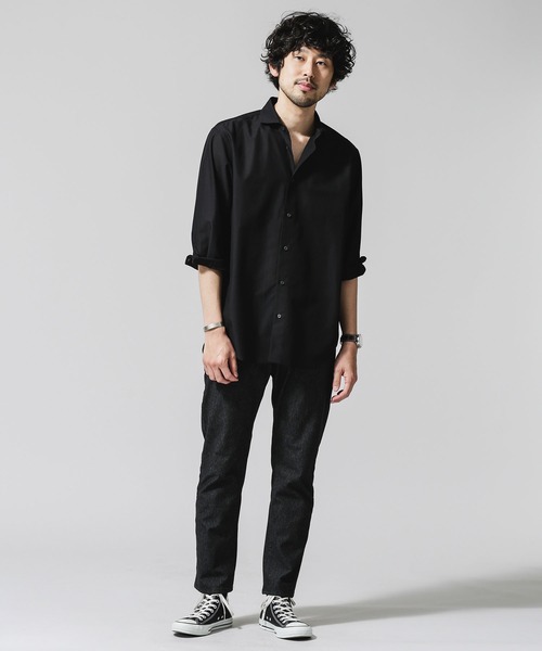 NANO universe（ナノユニバース）の「FLOW LINEN SORONA レギュラーシャツ 7分袖（シャツ/ブラウス・メンズ・ブラック/サックスブルー/ホワイト・M/L/S/XL）」の15枚目の写真