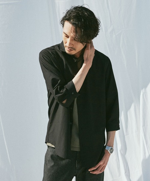 NANO universe（ナノユニバース）の「FLOW LINEN SORONA レギュラーシャツ 7分袖（シャツ/ブラウス・メンズ・ブラック/サックスブルー/ホワイト・M/L/S/XL）」の17枚目の写真