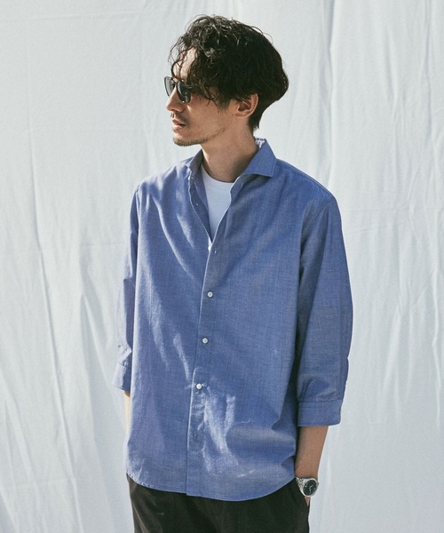 NANO universe（ナノユニバース）の「FLOW LINEN SORONA レギュラーシャツ 7分袖（シャツ/ブラウス・メンズ・ブラック/サックスブルー/ホワイト・M/L/S/XL）」の18枚目の写真