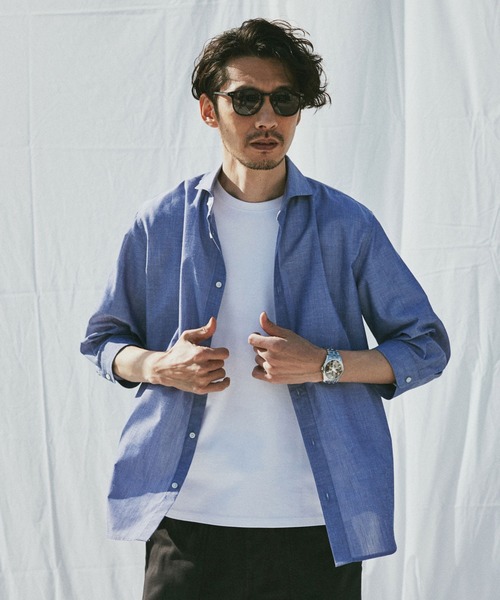 NANO universe（ナノユニバース）の「FLOW LINEN SORONA レギュラーシャツ 7分袖（シャツ/ブラウス・メンズ・ブラック/サックスブルー/ホワイト・M/L/S/XL）」の20枚目の写真