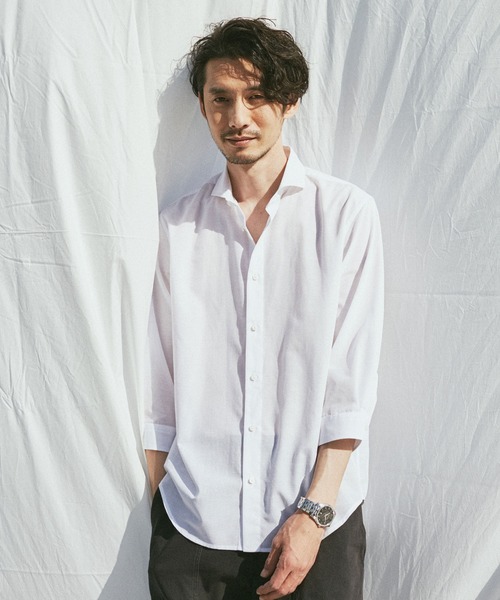 NANO universe（ナノユニバース）の「FLOW LINEN SORONA レギュラーシャツ 7分袖（シャツ/ブラウス・メンズ・ブラック/サックスブルー/ホワイト・M/L/S/XL）」の21枚目の写真