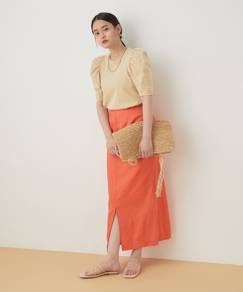 ADAM ET ROPE'（アダムエロペ）の「【WEB限定】パフスリーブ5分袖TEE（Tシャツ/カットソー・レディース・ホワイト/ブラック/ベージュ・FREE）」の16枚目の写真