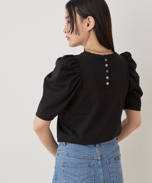 ADAM ET ROPE'（アダムエロペ）の「【WEB限定】パフスリーブ5分袖TEE（Tシャツ/カットソー・レディース・ホワイト/ブラック/ベージュ・FREE）」の9枚目の写真