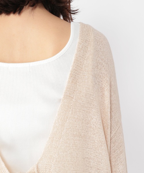 studio CLIP（スタディオクリップ）の「7ゲージ2WAYリボンロングカーディガン（カーディガン/ボレロ・レディース・ベージュ/アイボリー・FREE）」の4枚目の写真
