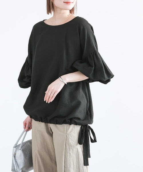 osharewalker（オシャレウォーカー）の「【廃盤】『リボンデザインコットンブラウス』（シャツ/ブラウス・レディース・ミント/オフホワイト/ブラック/ピンク・FREE）」の3枚目の写真