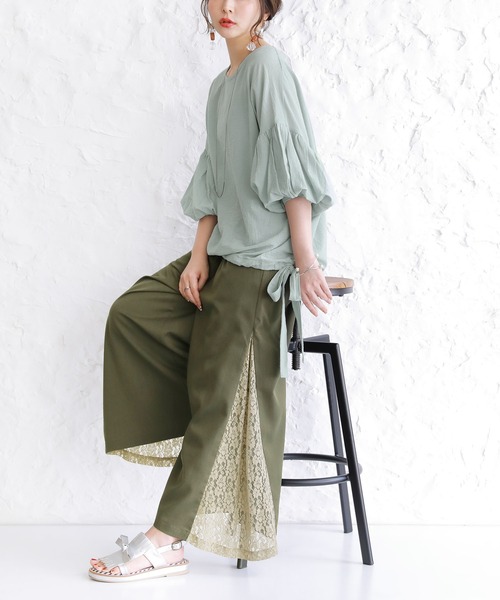 osharewalker（オシャレウォーカー）の「【廃盤】『リボンデザインコットンブラウス』（シャツ/ブラウス・レディース・ミント/オフホワイト/ブラック/ピンク・FREE）」の5枚目の写真