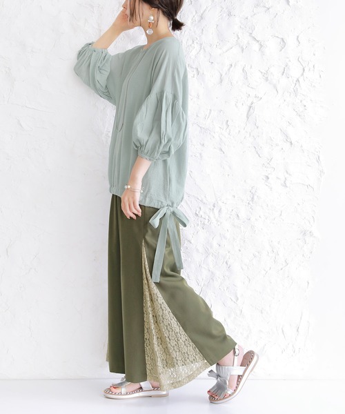 osharewalker（オシャレウォーカー）の「【廃盤】『リボンデザインコットンブラウス』（シャツ/ブラウス・レディース・ミント/オフホワイト/ブラック/ピンク・FREE）」の7枚目の写真