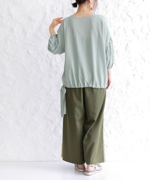 osharewalker（オシャレウォーカー）の「【廃盤】『リボンデザインコットンブラウス』（シャツ/ブラウス・レディース・ミント/オフホワイト/ブラック/ピンク・FREE）」の8枚目の写真