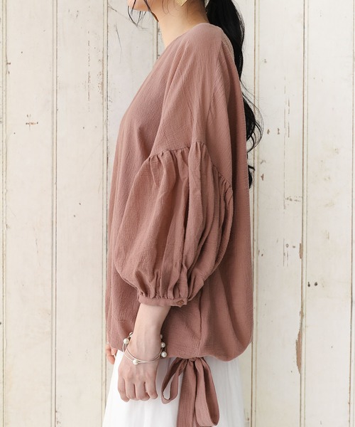 osharewalker（オシャレウォーカー）の「【廃盤】『リボンデザインコットンブラウス』（シャツ/ブラウス・レディース・ミント/オフホワイト/ブラック/ピンク・FREE）」の9枚目の写真