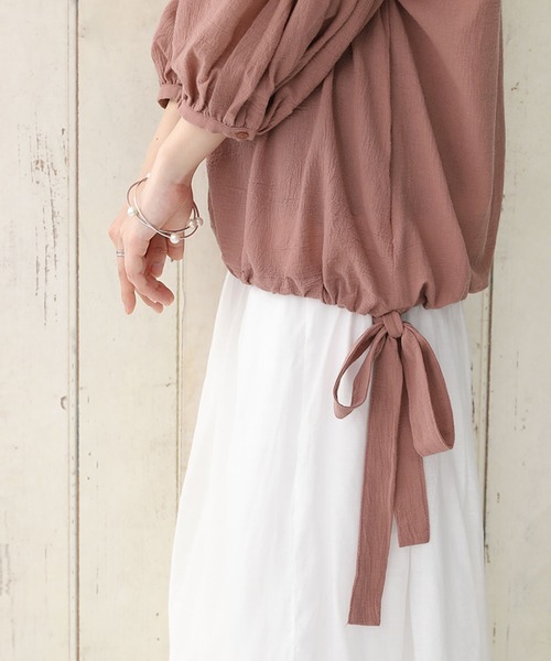 osharewalker（オシャレウォーカー）の「【廃盤】『リボンデザインコットンブラウス』（シャツ/ブラウス・レディース・ミント/オフホワイト/ブラック/ピンク・FREE）」の11枚目の写真