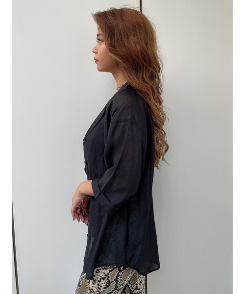 EGOIST（エゴイスト）の「光沢シアー半袖シャツ（シャツ/ブラウス・レディース・ホワイト/ブラック/ライトブラウン・FREE）」の12枚目の写真