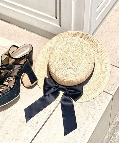 GRANDEDGE（グランドエッジ）の「足長リボンカンカン帽子（ハット・レディース・アイボリー系2/ブラック系2・99）」の3枚目の写真