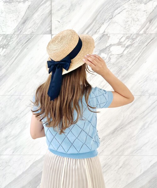 GRANDEDGE（グランドエッジ）の「足長リボンカンカン帽子（ハット・レディース・アイボリー系2/ブラック系2・99）」の15枚目の写真