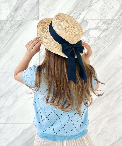 GRANDEDGE（グランドエッジ）の「足長リボンカンカン帽子（ハット・レディース・アイボリー系2/ブラック系2・99）」の16枚目の写真