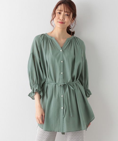 GLOBAL WORK（グローバルワーク）の「エアリーボイルスキッパー6分袖/951489（シャツ/ブラウス・レディース・ホワイト/ブラック/グリーン/ライトブルー・FREE）」の3枚目の写真