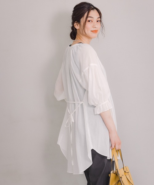 GLOBAL WORK（グローバルワーク）の「エアリーボイルスキッパー6分袖/951489（シャツ/ブラウス・レディース・ホワイト/ブラック/グリーン/ライトブルー・FREE）」の9枚目の写真