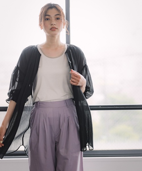 GLOBAL WORK（グローバルワーク）の「エアリーボイルスキッパー6分袖/951489（シャツ/ブラウス・レディース・ホワイト/ブラック/グリーン/ライトブルー・FREE）」の14枚目の写真