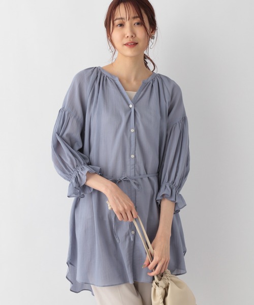 最終お値下げ⭐︎ENFOLD⭐︎ GATHER-SLEEVE BLOUSE ブルー ENFÖLD OFFICIAL ONLINE STORE | エンフォルド公式通販