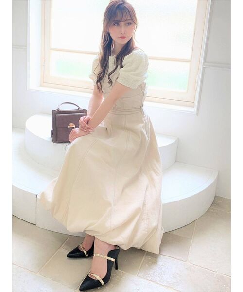 RESEXXY（リゼクシー）の「ボリュームデザインスカート【セットアップ着用可能】（デニムスカート・レディース・ベージュ/インディゴブルー/アイボリー・FREE）」の15枚目の写真