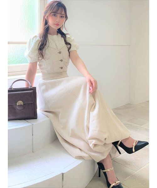 RESEXXY（リゼクシー）の「ボリュームデザインスカート【セットアップ着用可能】（デニムスカート・レディース・ベージュ/インディゴブルー/アイボリー・FREE）」の16枚目の写真