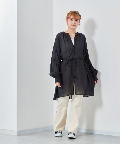 cepo（セポ）の「ボリュームスリーブ　ガウンショートワンピース　３WAY（シャツワンピース・レディース・ベージュ/ブラック/グレー・M）」の8枚目の写真