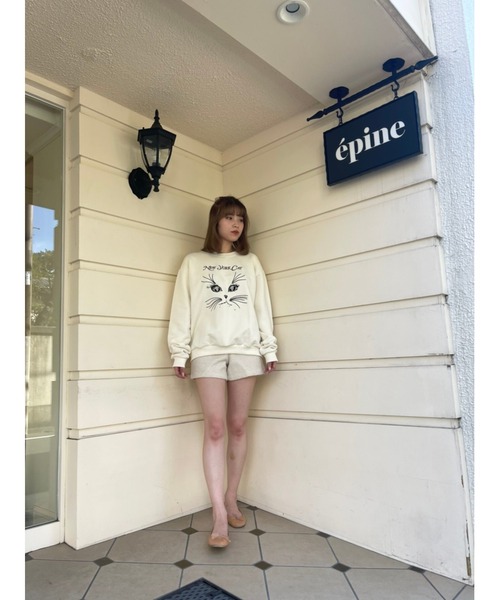 epine（エピヌ）の「New york cat embroidery sweat（スウェット・レディース・グレー/アイボリー・FREE）」の14枚目の写真