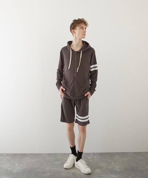 TONE SELECT WEAR(トーンセレクトウェア)の「【TONE BY AS】パイル袖ラインZIPパーカー(BL)(パーカー・メンズ・チャコールグレー/ブラック/ベージュ/ネイビー/ピンク/アイボリー/イエロー系その他・MEDIUM/LARGE)」の15枚目の写真