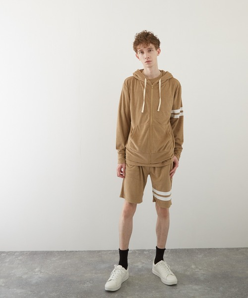 TONE SELECT WEAR(トーンセレクトウェア)の「【TONE BY AS】パイル袖ラインZIPパーカー(BL)(パーカー・メンズ・チャコールグレー/ブラック/ベージュ/ネイビー/ピンク/アイボリー/イエロー系その他・MEDIUM/LARGE)」の16枚目の写真