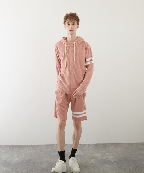 TONE SELECT WEAR(トーンセレクトウェア)の「【TONE BY AS】パイル袖ラインZIPパーカー(BL)(パーカー・メンズ・チャコールグレー/ブラック/ベージュ/ネイビー/ピンク/アイボリー/イエロー系その他・MEDIUM/LARGE)」の18枚目の写真