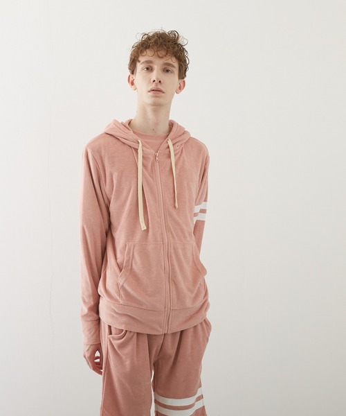 TONE SELECT WEAR(トーンセレクトウェア)の「【TONE BY AS】パイル袖ラインZIPパーカー(BL)(パーカー・メンズ・チャコールグレー/ブラック/ベージュ/ネイビー/ピンク/アイボリー/イエロー系その他・MEDIUM/LARGE)」の10枚目の写真