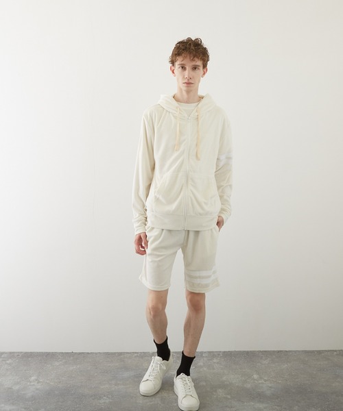 TONE SELECT WEAR(トーンセレクトウェア)の「【TONE BY AS】パイル袖ラインZIPパーカー(BL)(パーカー・メンズ・チャコールグレー/ブラック/ベージュ/ネイビー/ピンク/アイボリー/イエロー系その他・MEDIUM/LARGE)」の20枚目の写真