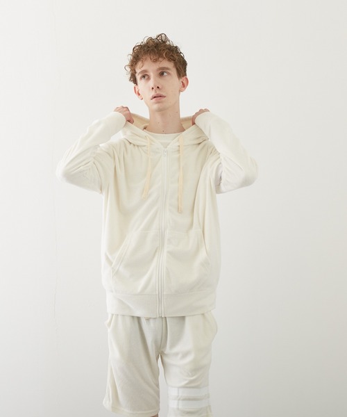 TONE SELECT WEAR(トーンセレクトウェア)の「【TONE BY AS】パイル袖ラインZIPパーカー(BL)(パーカー・メンズ・チャコールグレー/ブラック/ベージュ/ネイビー/ピンク/アイボリー/イエロー系その他・MEDIUM/LARGE)」の12枚目の写真