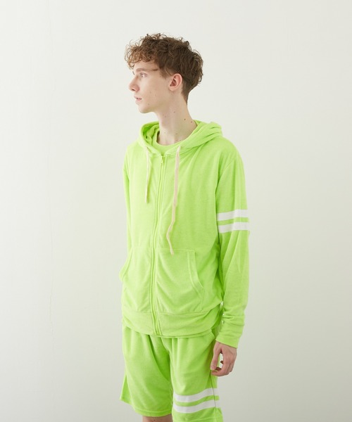 TONE SELECT WEAR(トーンセレクトウェア)の「【TONE BY AS】パイル袖ラインZIPパーカー(BL)(パーカー・メンズ・チャコールグレー/ブラック/ベージュ/ネイビー/ピンク/アイボリー/イエロー系その他・MEDIUM/LARGE)」の13枚目の写真