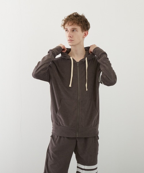 TONE SELECT WEAR(トーンセレクトウェア)の「【TONE BY AS】パイル袖ラインZIPパーカー(BL)(パーカー・メンズ・チャコールグレー/ブラック/ベージュ/ネイビー/ピンク/アイボリー/イエロー系その他・MEDIUM/LARGE)」の22枚目の写真