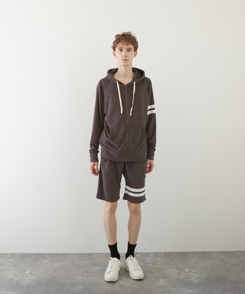 TONE SELECT WEAR(トーンセレクトウェア)の「【TONE BY AS】パイル袖ラインZIPパーカー(BL)(パーカー・メンズ・チャコールグレー/ブラック/ベージュ/ネイビー/ピンク/アイボリー/イエロー系その他・MEDIUM/LARGE)」の14枚目の写真