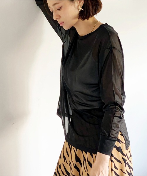 ottilie(オティーリエ)の「シアーロングスリーブPO(Tシャツ/カットソー・レディース・ブラック/ベージュ・FREE)」の19枚目の写真