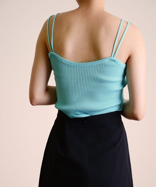 ibeul_（イベール）の「スリムリブダブルストラップキャミ（キャミソール・レディース・ホワイト/アイボリー/モカ/ブラック/ピンク/ブラウン/マスタード/ライトブルー/ネイビー・FREE）」の13枚目の写真