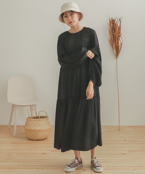 SENSE OF PLACE by URBAN RESEARCH（センスオブプレイスバイアーバンリサーチ）の「ティアードワンピース（ワンピース・レディース・カーキ/ブルー/ブラック/ライトベージュ・ONE）」の5枚目の写真