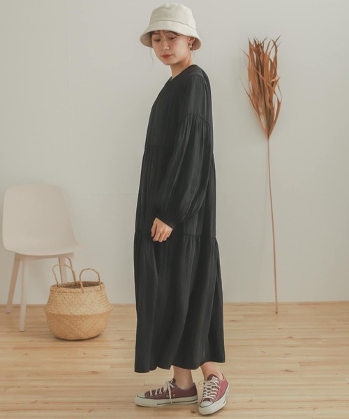 SENSE OF PLACE by URBAN RESEARCH（センスオブプレイスバイアーバンリサーチ）の「ティアードワンピース（ワンピース・レディース・カーキ/ブルー/ブラック/ライトベージュ・ONE）」の6枚目の写真